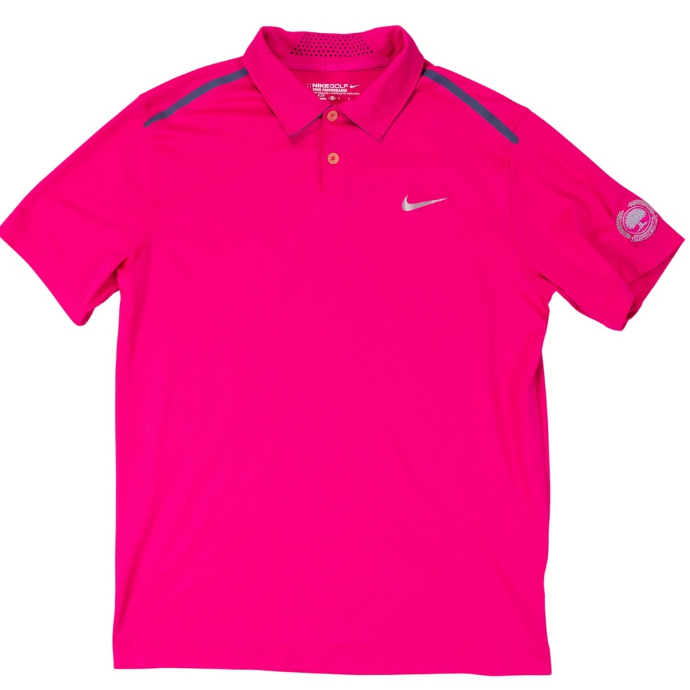 Nike Golf Tour Performance Dri-Fit Polo Shirt Mens Medium Pink‎ Willow Oaks Logo